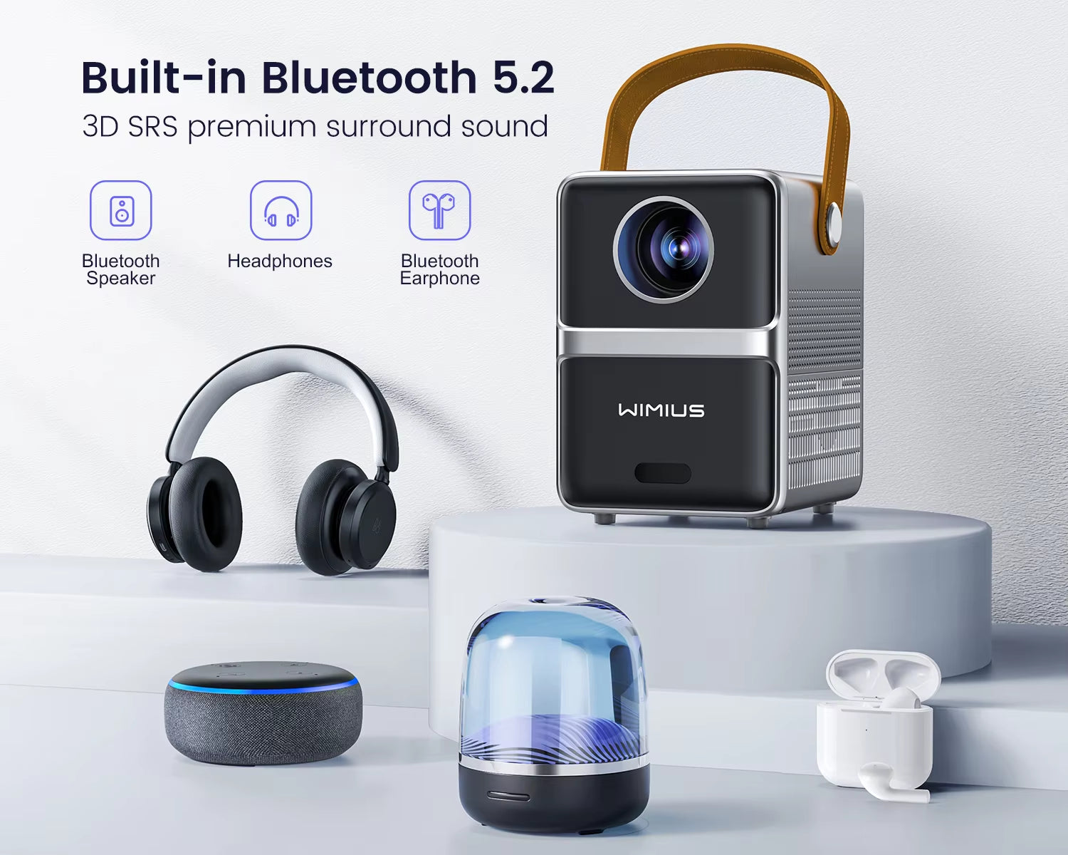 Portable Projector 18000Lm 5G Wifi Bluetooth Theater Projector Support Full HD 1080P Display Home Cinema Projector