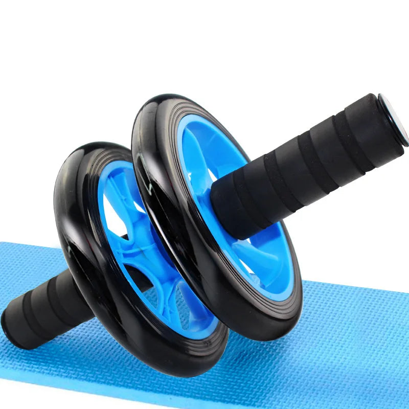 No Noise Gym Abdominal Wheel Ab Rollers with Mat for Exercise Fitness Equipment Accessory Unisex Black Double Wheeled Belly