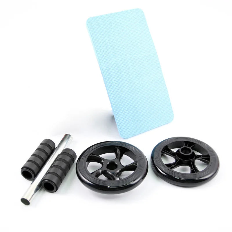 No Noise Gym Abdominal Wheel Ab Rollers with Mat for Exercise Fitness Equipment Accessory Unisex Black Double Wheeled Belly